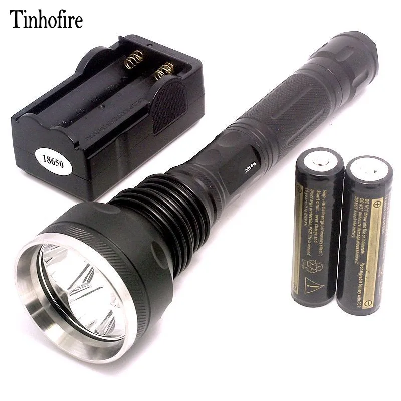 Tinhofire 3T6 4000 люмен 3xT6 светодиодный тактический фонарь 18650 Фонари 5 Режим Карманный Электрический фонарик, светодиодный фонарик факел 818 - Испускаемый цвет: battery and charger