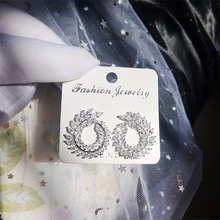 Ailodo, Простые Модные серьги-гвоздики в виде листьев для женщин, элегантные блестящие вечерние серьги на свадьбу, модные ювелирные изделия, подарок для девочек, 19 oct26