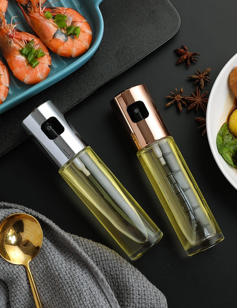 Pulvérisateur d'Huile d'Olive, Auch Distributeur d'Huile Mister pour la  Cuisson Bouteille en Verre Rechargeable Distributeur d'Huile et de Vinaigre  avec des Mesures pour la Cuisson Barbecue Rôtir 