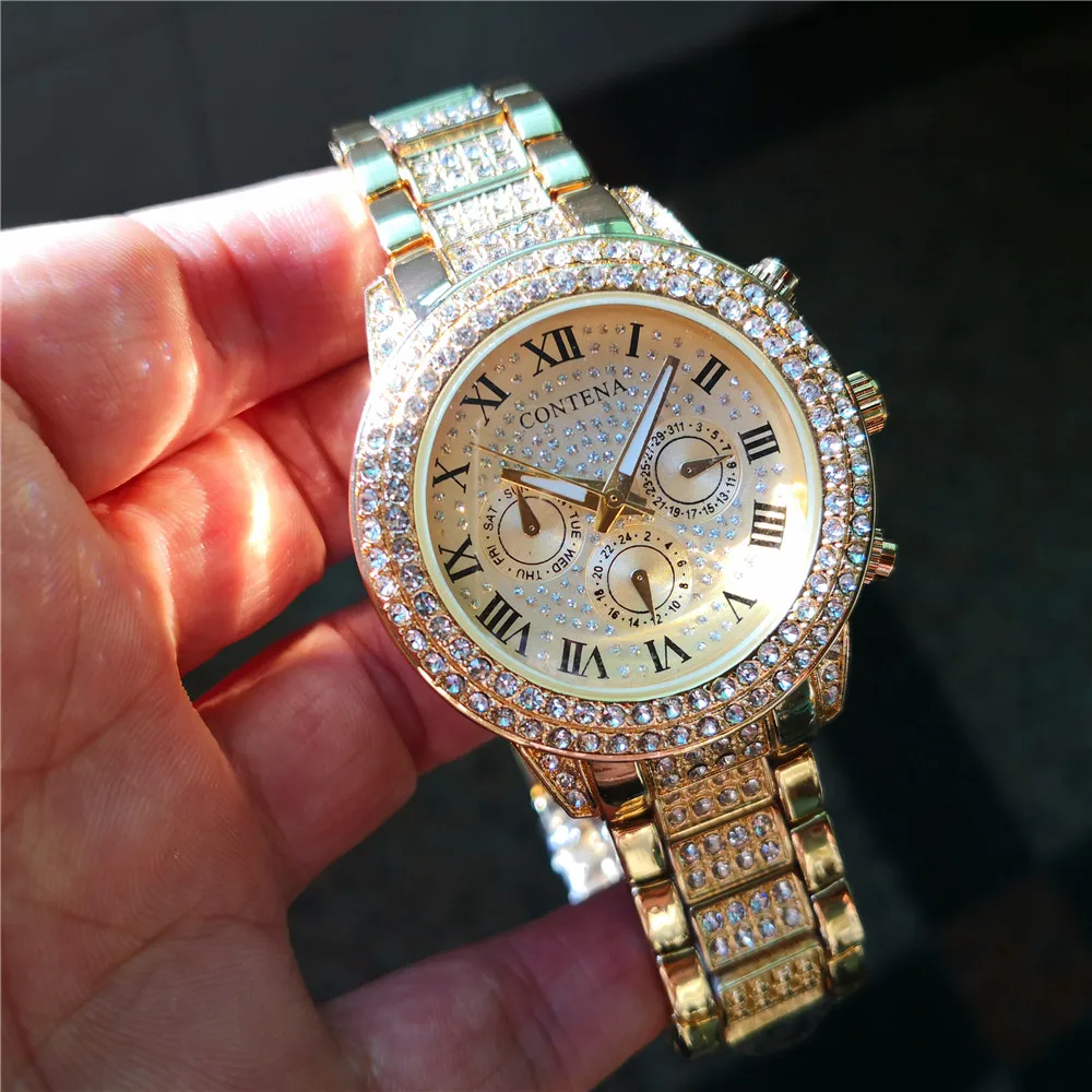 Reloj Mujer, новинка, золотые, серебряные, розовые, золотые, Известный Топ бренд, Роскошные, Contena, женские Стразы, полностью бриллианты, женские часы под платье