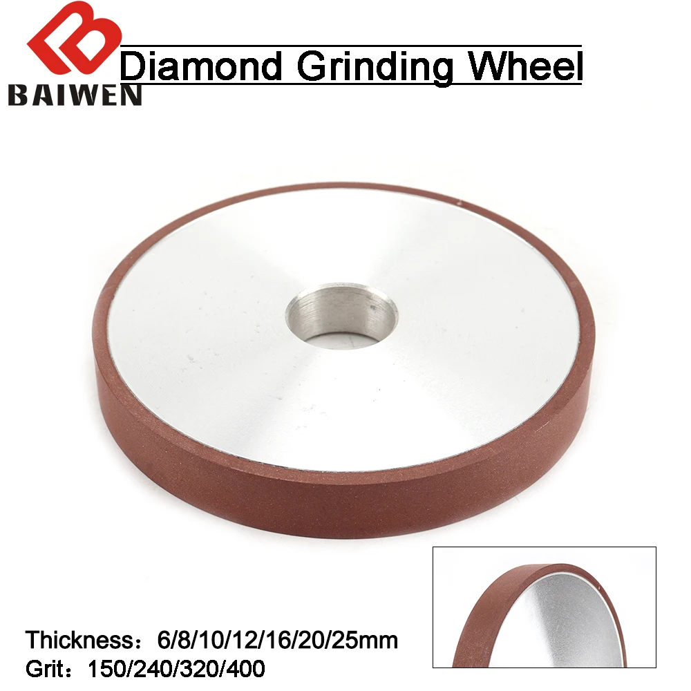 150mm x 10mm Parallel Diamond Grinding Wheel Circle Tungsten Steel Milling Cutter Rotating Tool 150-400# Polishing Accessories 75mm 100mm 125mm 150mm diamond grinding wheel cup grinding wheel grinding circle for tungsten steel milling cutter tool
