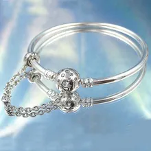 925 пробы серебряный браслет в горошек украшенный камнями шаровая Пряжка для браслета на запястье подходит для женщин бусины Шарм Diy Европа ювелирные изделия