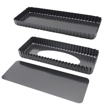 

2 Pack 14 Inch Cake Pan Rectangular Quiche Pan With Removeable Bottom Baking Pan Baking Quiche Mold Tool Household Bakeware