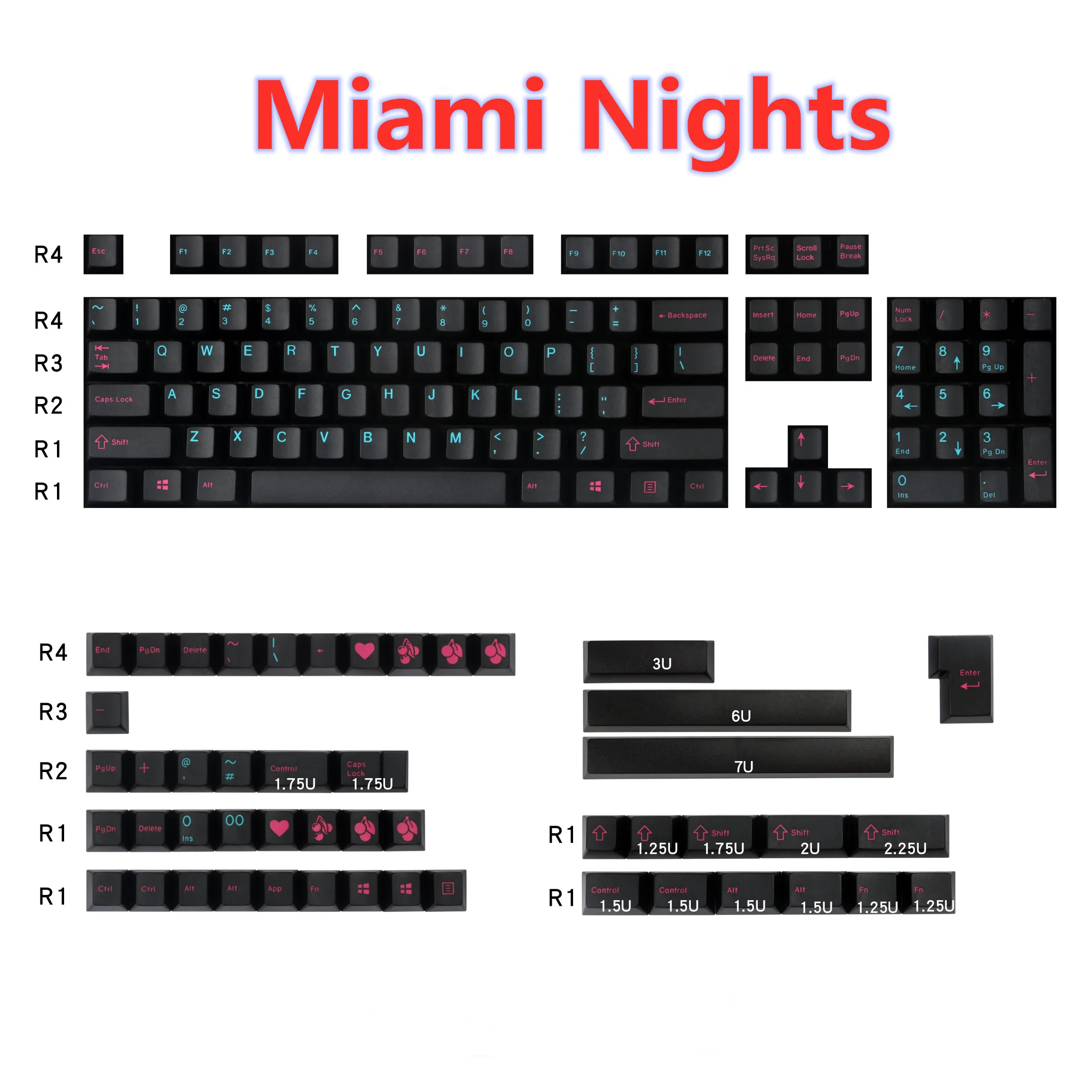 Keycap ABS 153 клавиш Enjoypbt Майами для большинства механических клавиатур|Клавиатуры| |