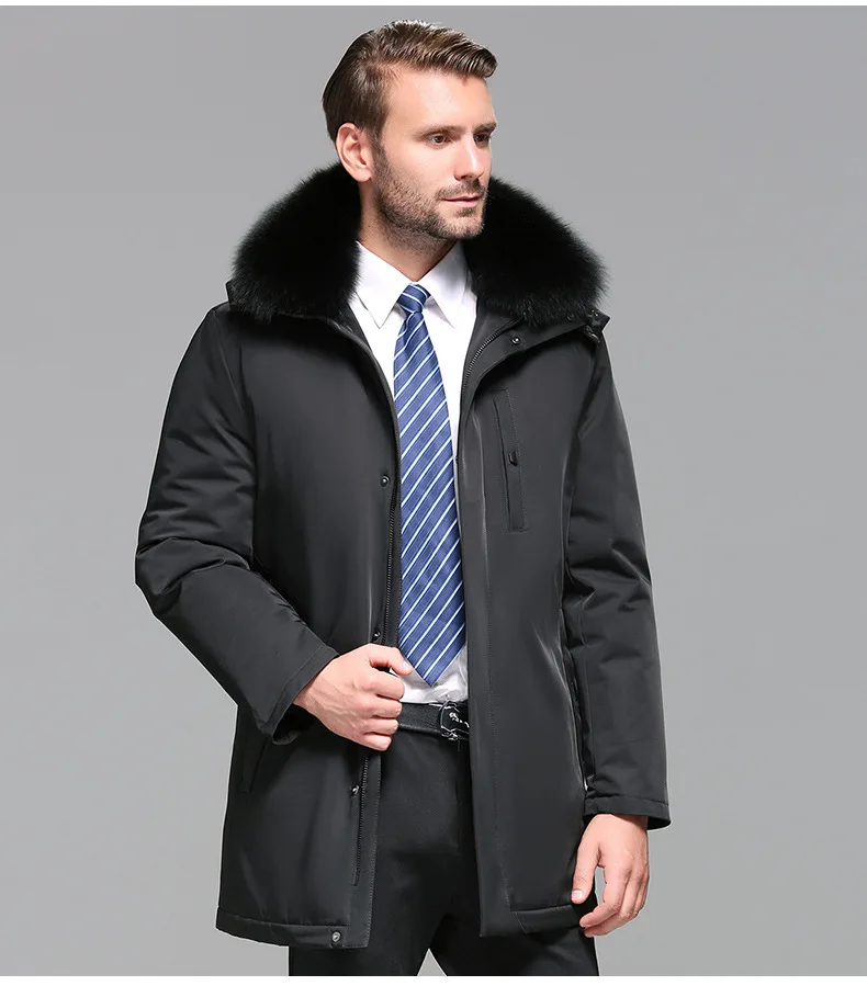 Treasure Luan Winter down Jacket Thick Mid-length New Style Middle-aged Hooded down Feather Coat And Fox Fur Collar