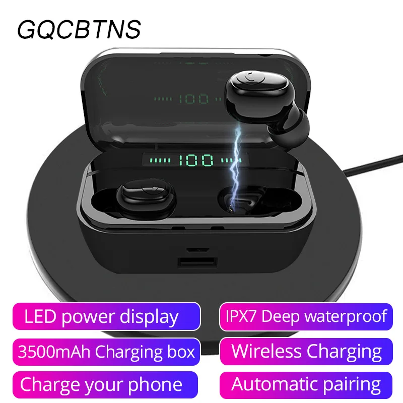 TWS G6S мини беспроводные наушники Bluetooth гарнитуры 3500 мАч IPX7 водонепроницаемые наушники для iphone xiaomi samsung huawei все телефоны