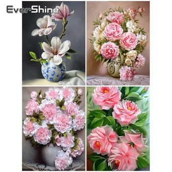 

EverShine DIY 5D Flowers Diamond Painting Full Square Cross Stitch Diamond Art Peony Bead Embroidery Handwork Home Decor