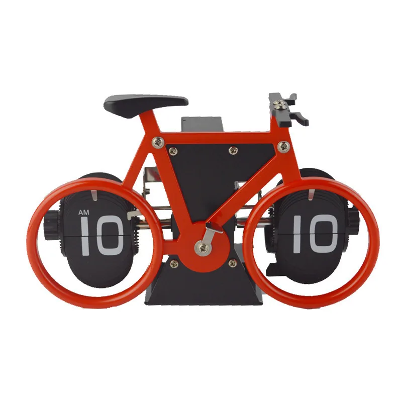 

Bicycle Flip Clock Retro Flip Clock Family Living Room Clock Commemorative Gift with Box Red