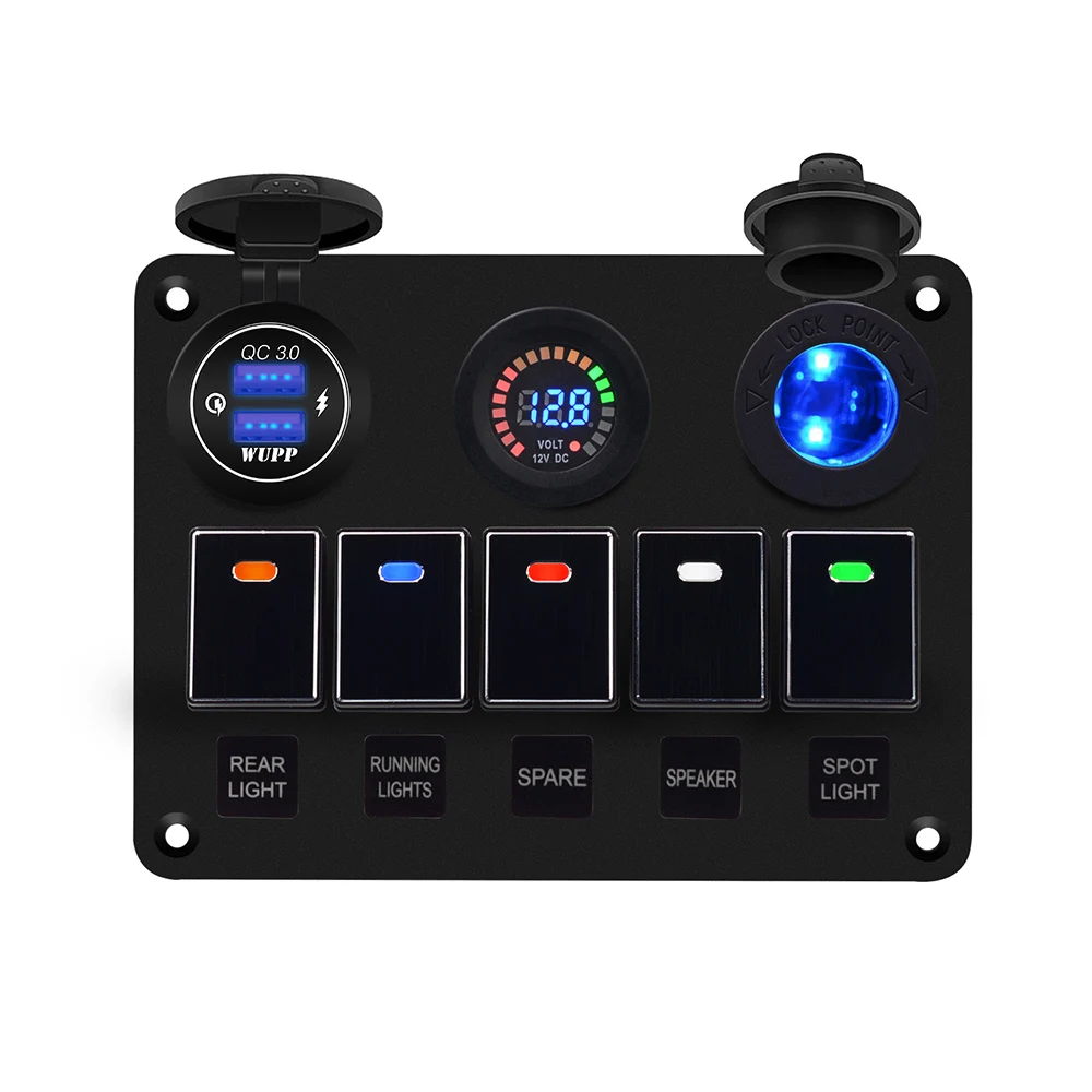 12 V-24 V QC3.0 Dual USB гнездо для автомобильного прикуривателя СВЕТОДИОДНЫЙ Вольтметр Выключатель Панель для Автомобиль Мотоцикл лодка морской