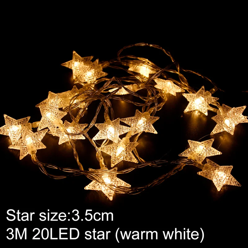 3m star warmwhite 20LED Наружное освещение рождественнской елки украшения Рождественские украшения для дома Снеговик Лось Снежинка Рождественский кулон - Цвет: 3m star warmwhite