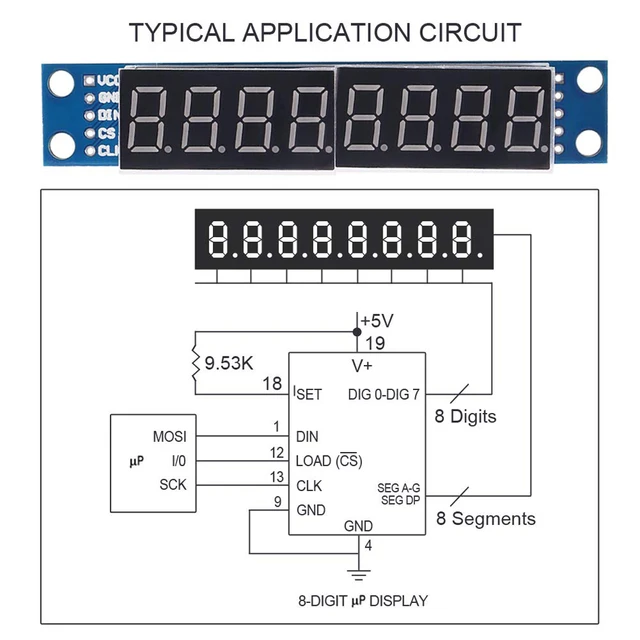 5 Moduli Display LED 8 Cifre 7219 | Per Arduino E MCU | Compatibile 5V/3.3V | Con Controllo - Foto 7