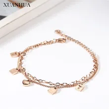 XUANHUA ювелирные изделия из нержавеющей стали женские розовые золотые браслеты на запястье для женщин ювелирные аксессуары предлагает с бесплатной доставкой