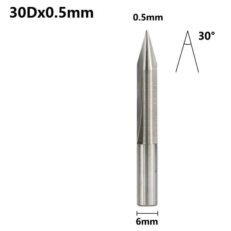 30Dx0.5mm XCAN 1 шт 6 мм хвостовик 15/20/25/30 градусов V Форма Концевая фреза наконечник 0,3-1,0 мм 2 каннелюра с ЧПУ резьба древесины акриловая гравировальное лезвие - Длина режущей кромки: 30Dx0.5mm
