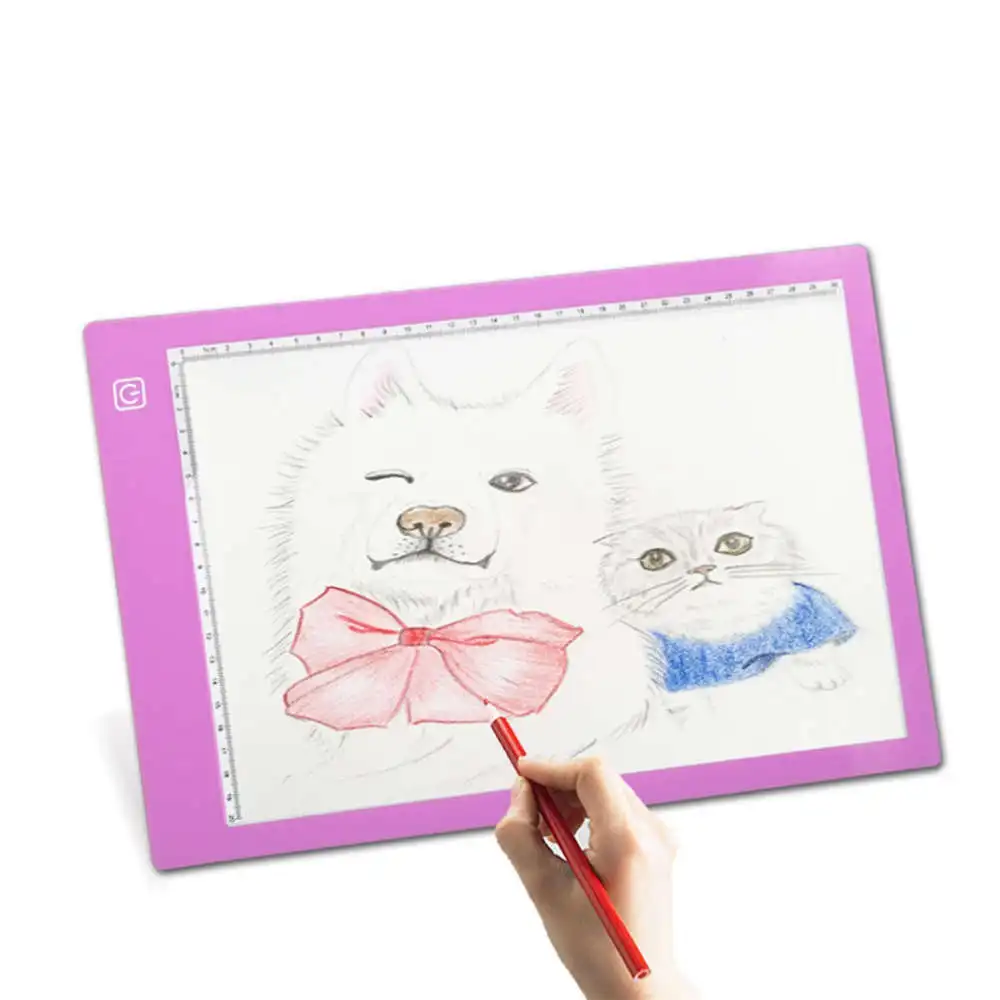 

W A4 size LED Light Box Tracer USB Power Cable Dimmable Brightness Artcraft Tracing Lightbox drawing board Pad pink