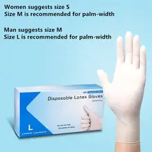 [ Hot Sale ] 100Pcs/Box White Latex Gloves Disposable Bake Non-Slip Rubber Latex Gloves Household Outdoor Camping Cleaning Glove