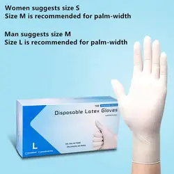 [ Hot Sale ] 100Pcs/Box White Latex Gloves Disposable Bake Non-Slip Rubber Latex Gloves Household Outdoor Camping Cleaning Glove