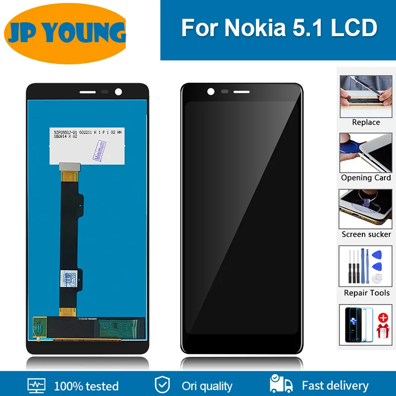 

Оригинальный ЖК-дисплей 5,5 дюйма для Nokia 5,1 TA-1061 TA-1075 TA-1076 TA-1081, ЖК-дисплей с сенсорным экраном и дигитайзером в сборе для Nokia