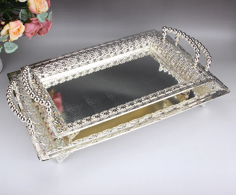 Silver Tray High-end Fruit Plate Bar Hotel Retro Court Tray Food Tray Trinket Tray