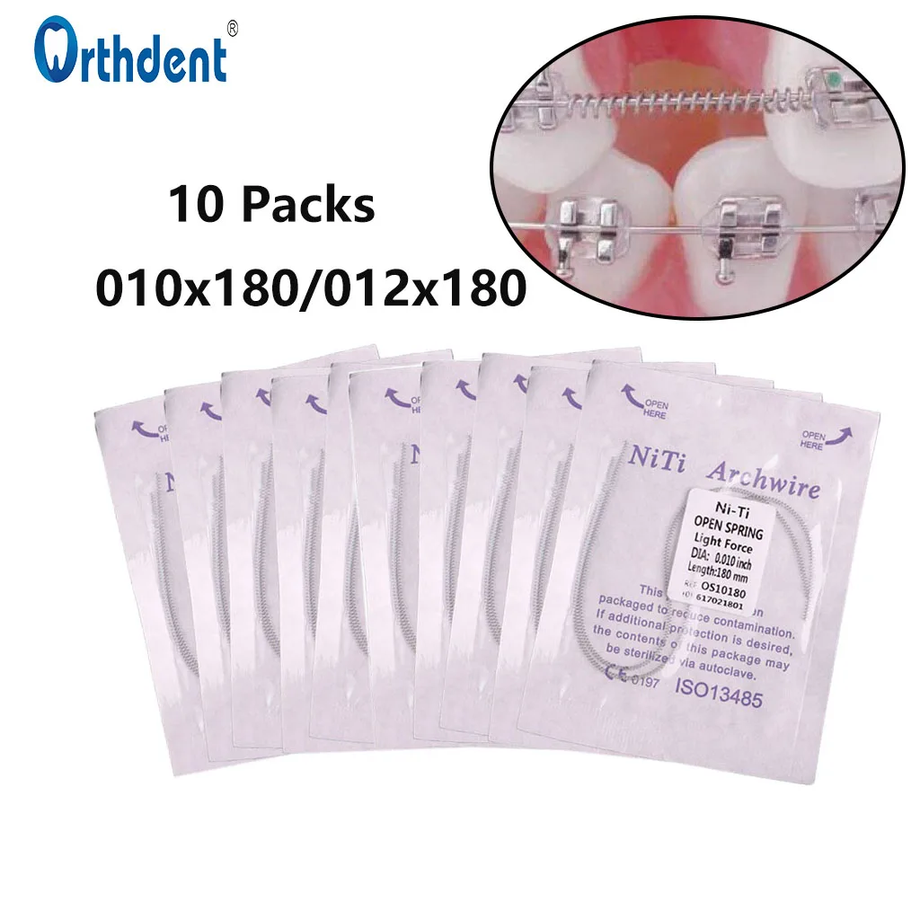 

10 Packs Dental Orthodntics Niti Elastic Open Coil Spring Arch Wires Dentistry Therapy 0.010/0.012 X 180 Mm Dentist Materials