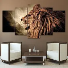 5 шт. свирепый лев печать животных Картина печатный плакат домашний Декор картина на стене в рамке для гостиной