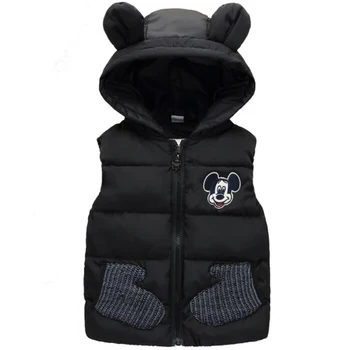 

Boys Girls 2019 Children Autumn Winter Minnie Mickey Vest Baby Kids Thick Warm Mouse Hooded Warm Waistcoat Clothing Outerwear