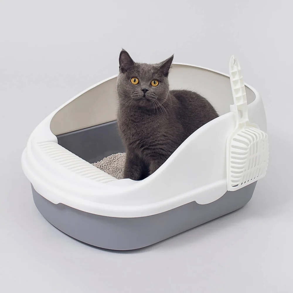 Портативная миска для кошачьего туалета, большой средний размер, тренировочный песочный лоток для кошек с совком для домашних животных, котенок