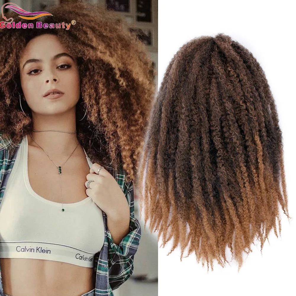 

18''Soft Afro Kinky Twist Ombre Synthetic Braiding Hair Crochet Marly Braids Hair Extensions Blonde Grey Red Black Golden Beauty
