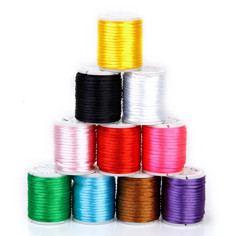 10x Nylon wire rolls Rope waxing of mixing colors for string of bead 2 mm 4 m/roll