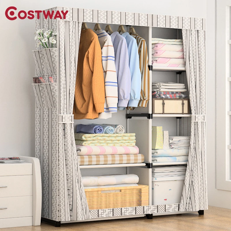 COSTWAY Cloth Wardrobe For clothes Fabric Folding Portable Closet Storage Cabinet Bedroom Home Furniture armario ropero muebles COSTWAY Cloth Wardrobe For clothes Fabric Folding Portable Closet Storage Cabinet Bedroom Home Furniture armario ropero muebles