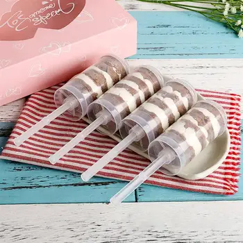 

30pcs/pack Round Push-Up Cake Holder Cake Pop Shooter With Lid Plastic Clear Cake Holder Push Pops Cake Container With Lid