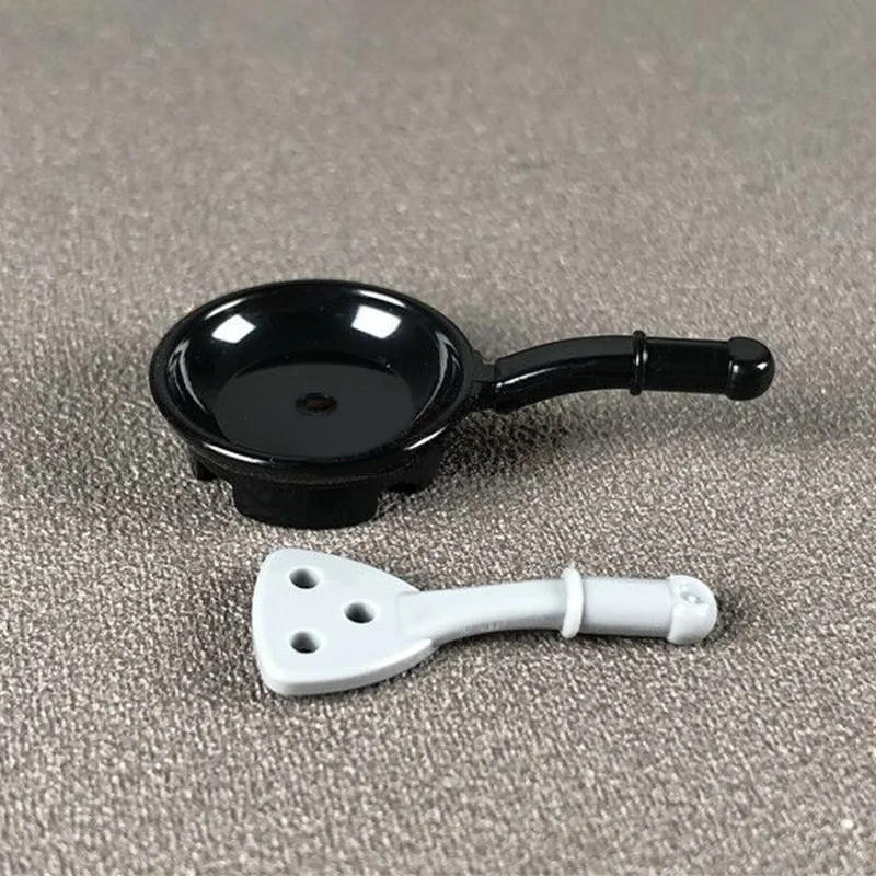 10pcs MOC Figures Accessories Food Kitchen Tools Frying Pan Kitchenware Cookware Building Blocks Bricks DIY Toys for Children (1)