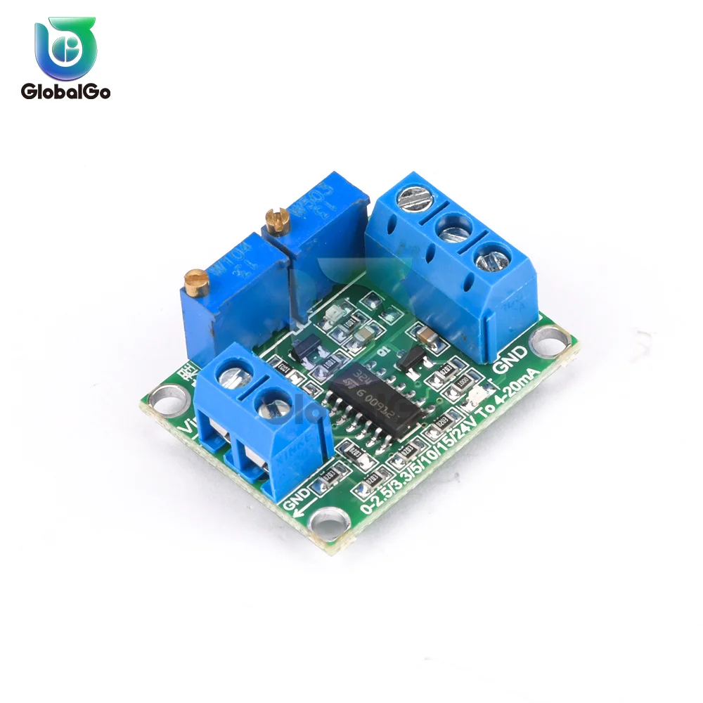 Voltage To Current Signal Converter Module 0-2.5V/3.3V/5V/10V/15V/24V to 4-20mA Adjustable Current Transmitter Module 2