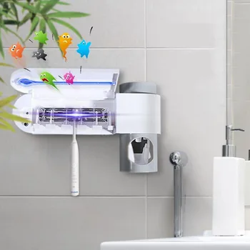 

UV Light Toothbrush Holder Sterilizer Wall Mounted Cleaner Automatic Toothpaste Dispenser DNJ998