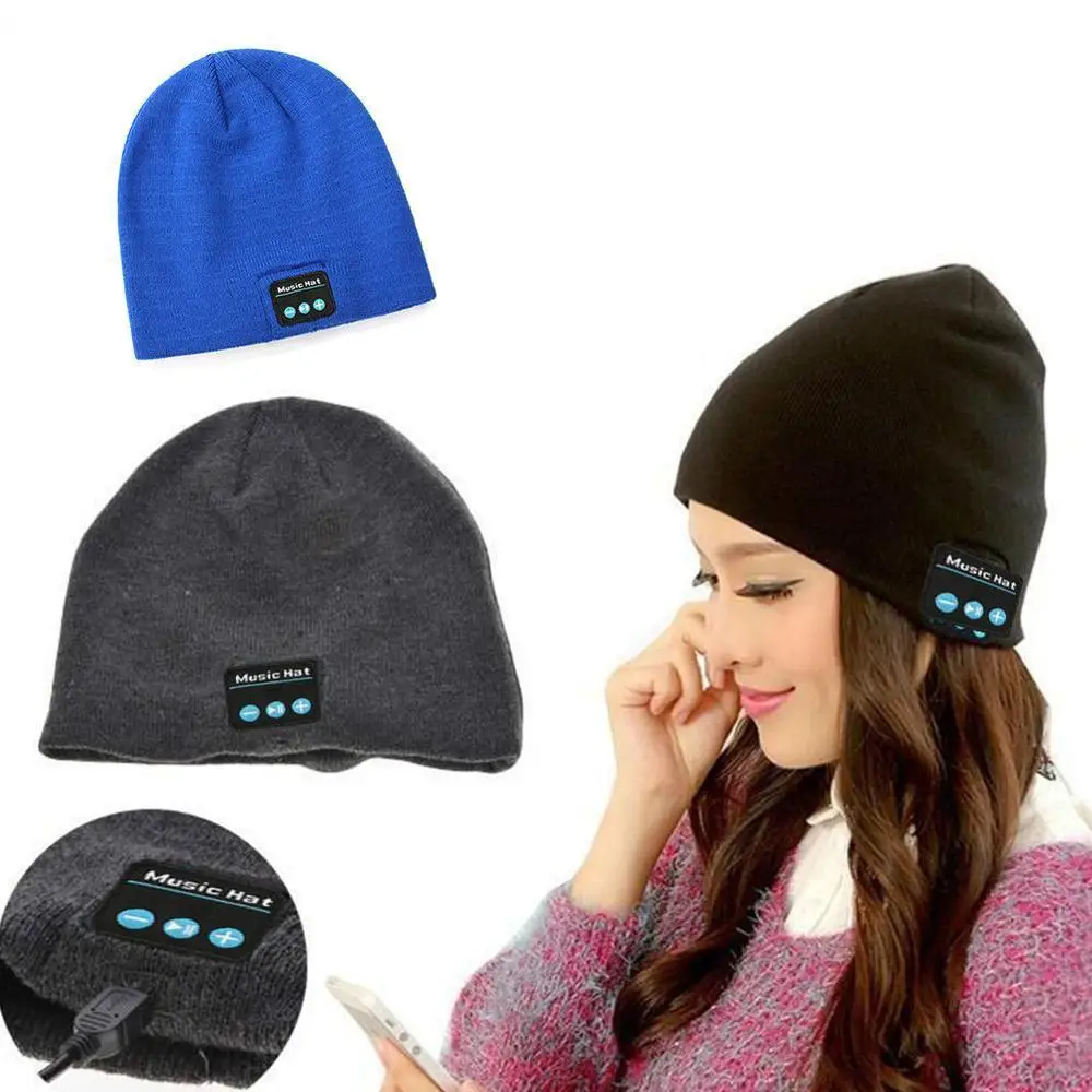 Outdoor Bluetooth V5 0 Headset Cap Wireless Hat Fashion Headphones Music Smart Warm Beanies Winter Hat with Speaker Mic TF Card