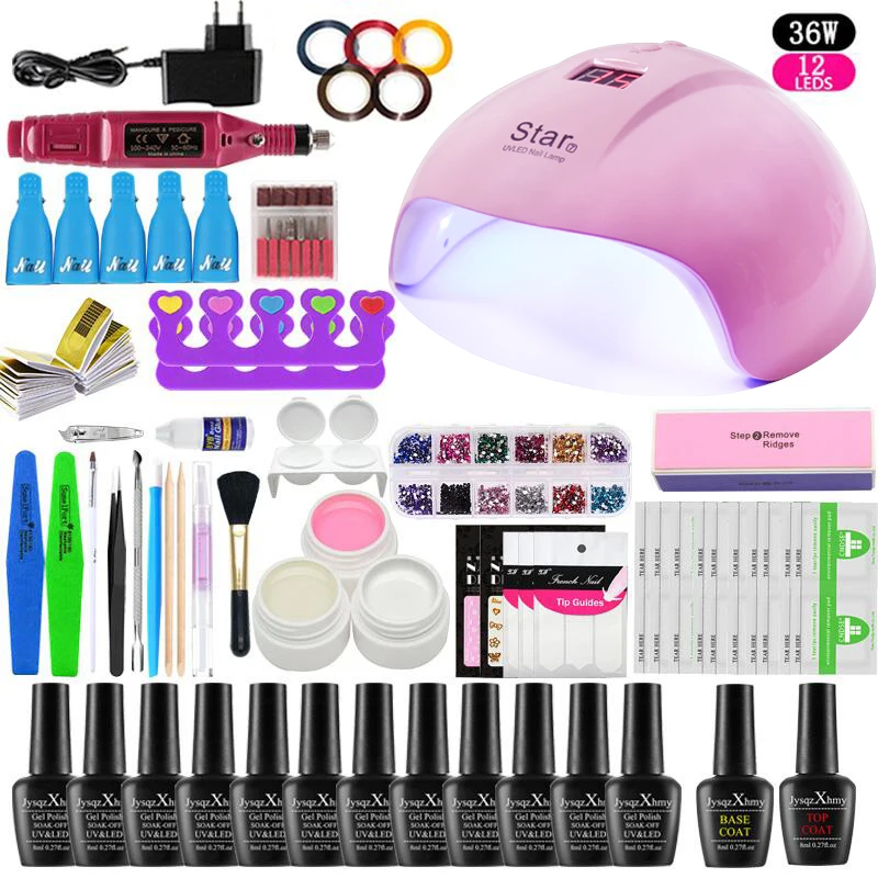 

Nail Set 24W UV LED Lamp Dryer With 6/10/12PCS Nail Gel Polish Kit Soak Off Manicure Set Gel Nail Polish For Nail Art Tools