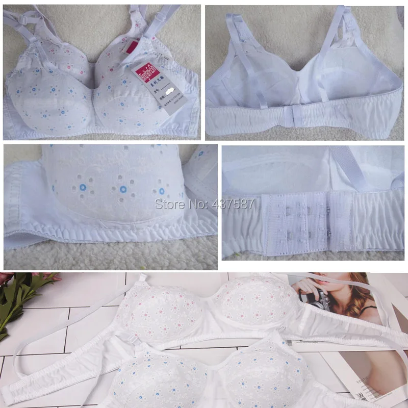 3Pcs/lot Bra underwear puberty soft cotton brassiere mother No rims women girl classic bralette big bust cotton-lined bh C11 2