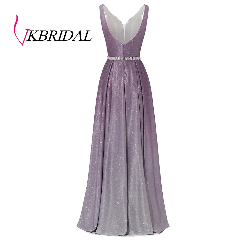 VKBRIDAL, блестящие платья для выпускного вечера с эффектом омбре,, платье с глубоким v-образным вырезом и бисером на талии, вечернее платье с открытой спиной, градиентный цвет, Vestido Formatura
