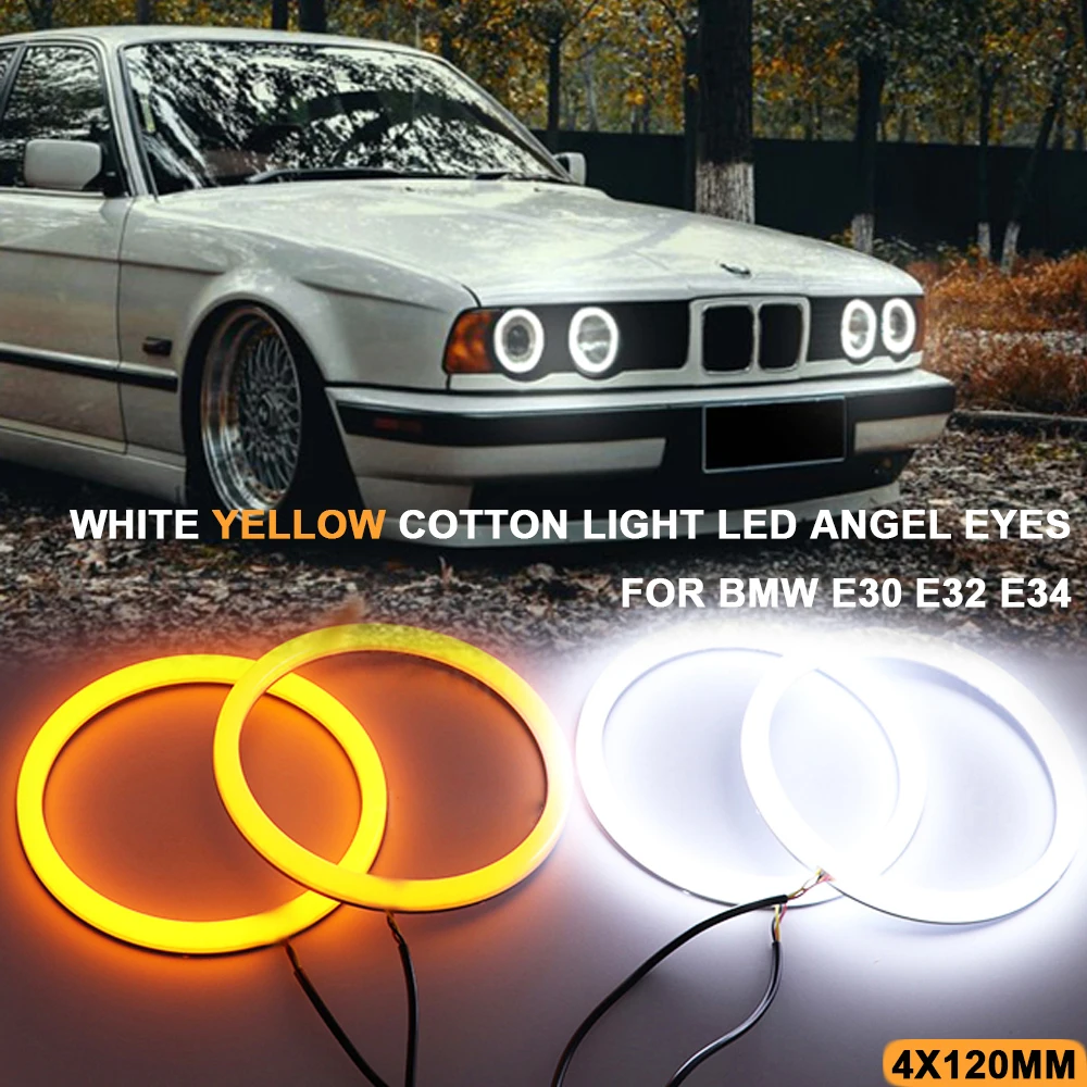 Ære antenne Rettelse 4Pcs White Amber LED Cotton Light Car Headlight Angel Eyes for BMW E30 E32  E34 Halo Ring Daytime Running Kits|Car Light Accessories| - AliExpress