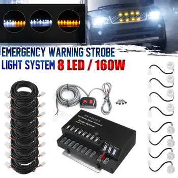 

160W Car LED 8 HID Hide A Way Emergency Warning Light Strobe Light Flashing for Jeep Truck Lorry SUV Most Car