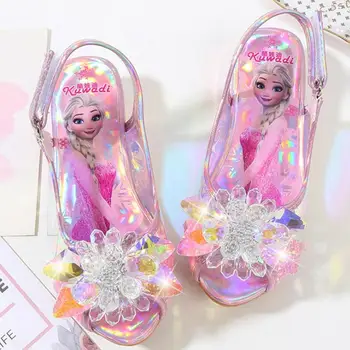 

Girls Party Shoes Princess Sandals Leather Glitter Crystals Rhinestones Knot Kids Shoes Elsa Sandals Children Christmas gift