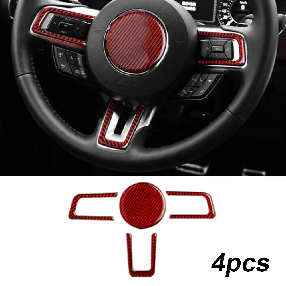 

Accessories Steering Wheel trim Red Carbon Fiber Frame For Ford Mustang