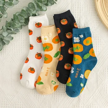 

Long Socks Happy Women Cotton Woman Sox Persimmon Colorful Thin Sock Creative Ladies Comfortable Spring Autumn Trendy Lady Meias