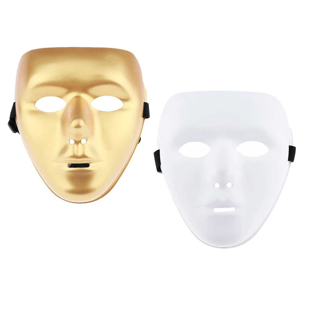 Halloween White/Gold Face Mask Jabbawockeez Costumes Horror Movie Roleplay Party