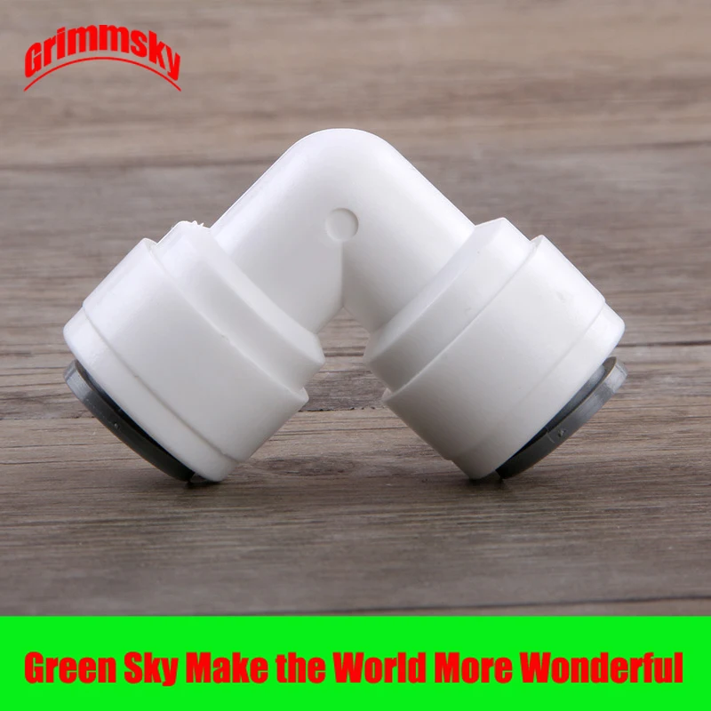 

6 pcs/lot 3/8 inch to 3/8 inch OD tube L shaped reverse osmosis push air fittings