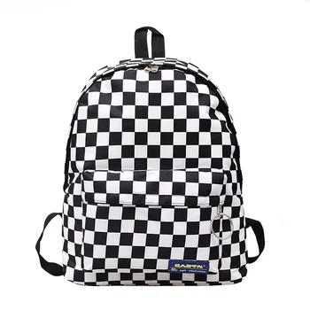 

2019 Unisex Plaid Nylon Female Travel Daypack Laptop Backpack Book Schoolbags Feminina School Casual Rucksack Women Bag Rugzak