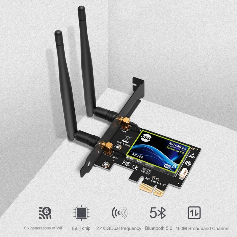 Двухдиапазонная карта PCI Express WiFi Gigabit для Intel AX200 2,4G/5 Ghz 802.11Ac/Ax 5,0 bluetooth-адаптер поддерживает только Window10