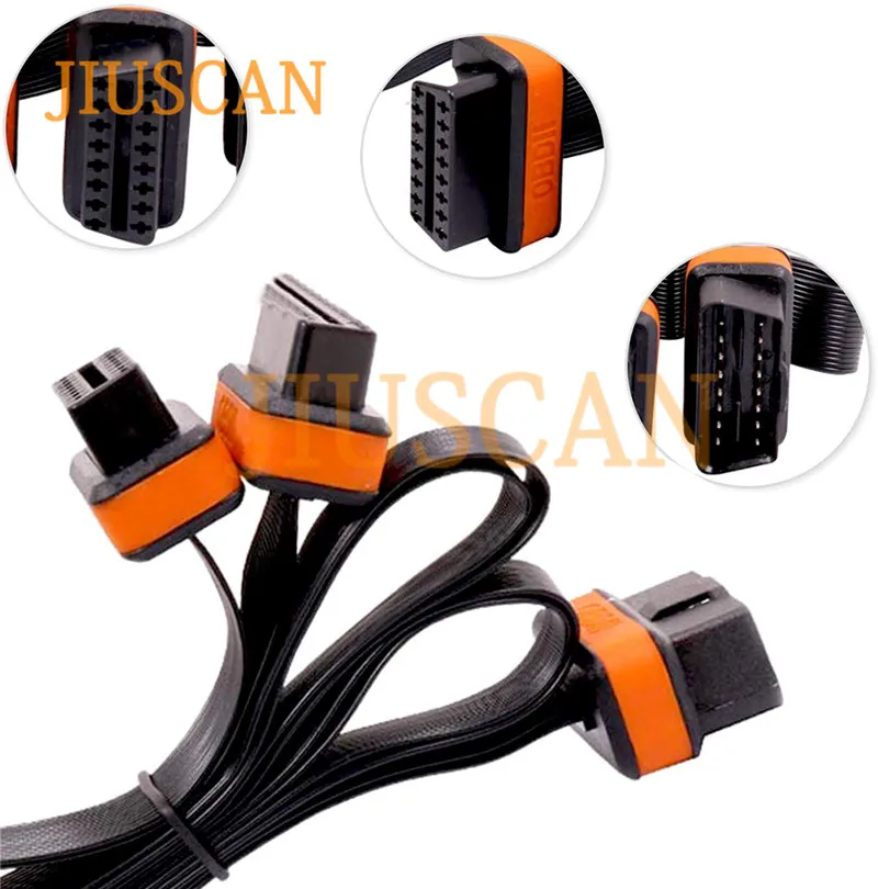 JIUSCAN 16 pin OBD длинный удлинитель автомобильный диагностический адаптер OBD2 сплиттер для мужчин и женщин Y точка плоская лапша линия