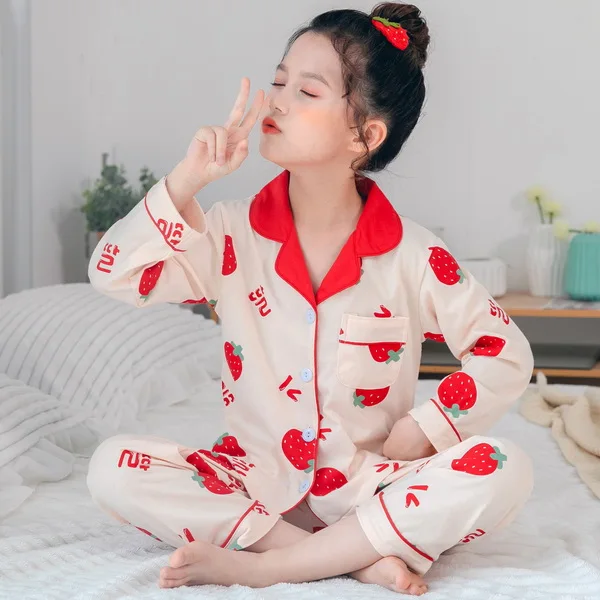 designer pajama sets Autumn Girls cotton pajamas set Children cute pyjamas Thin Sleepwear baby soft Loungewear Kids Pyjamas Boy short Top+ Pant best nightgowns Sleepwear & Robes