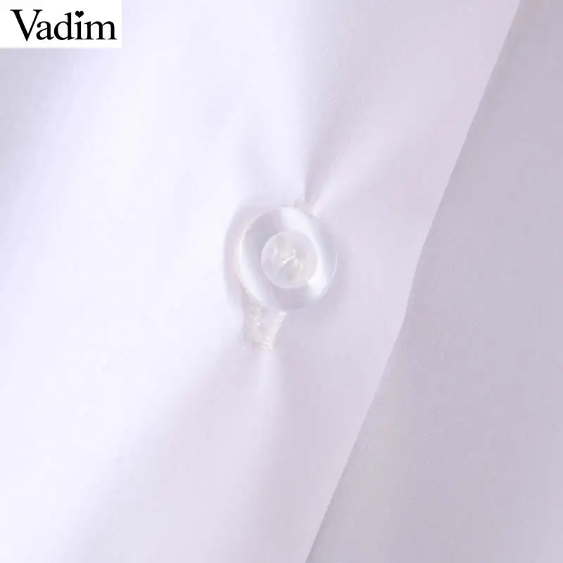 Vadim Женская негабаритная милая блузка с оборками белая блузка с круглым вырезом и длинным рукавом офисная одежда рубашка плиссированная однотонная шикарная блузка LB395