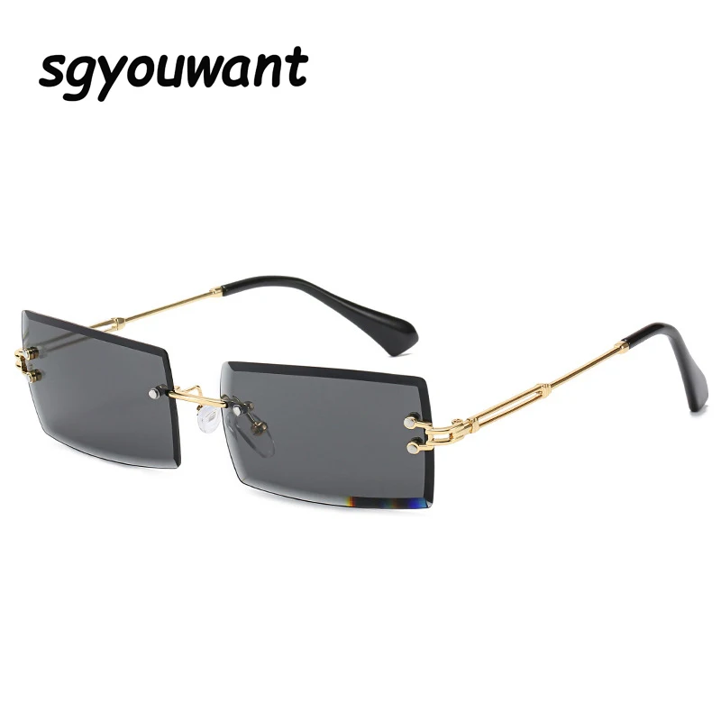 

Sgyouwant 2020 New Square Rimless Sunglasses Women Brand Fashion Alloy Frame Vintage Gradient Sun Glasses Female Shade UV400